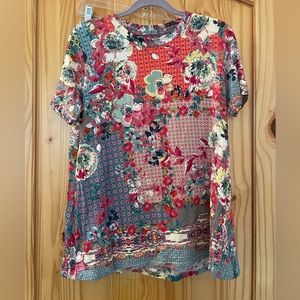 Johnny Was Lubello Favorite Short Sleeve Crew Neck Swing Tee Bamboo shirt small